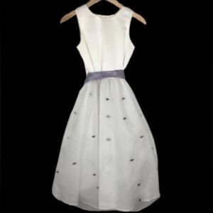 Us Angels The Organza Dress Girls Sz 12 White Purple Satin Floral Wedding Easter